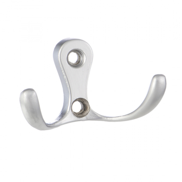 Крючок 2х рожковый KR 0010 SC Хром матовый KERRON 15 кг.